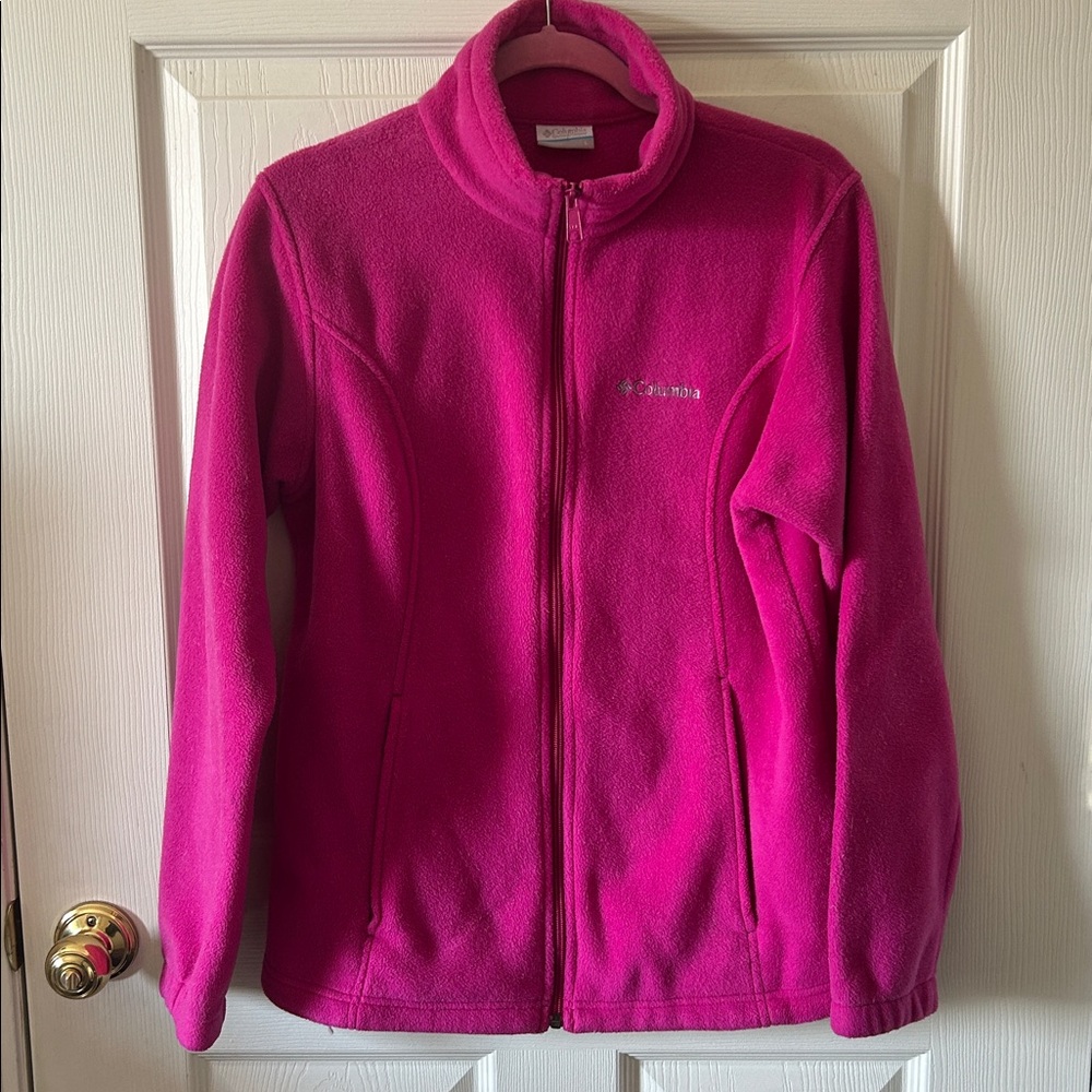 Columbia Women’s Fuchsia Pink Front Full Zip Fleece Jacket‎ Size Large